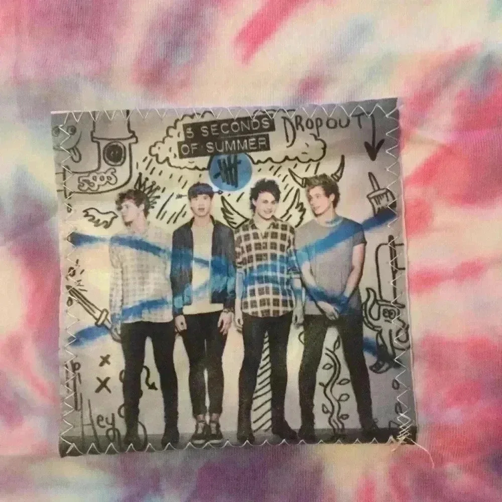 New! 5 Seconds Of Summer cropped Tie Dye T-shirt handmade girls L - Picture 3 of 7